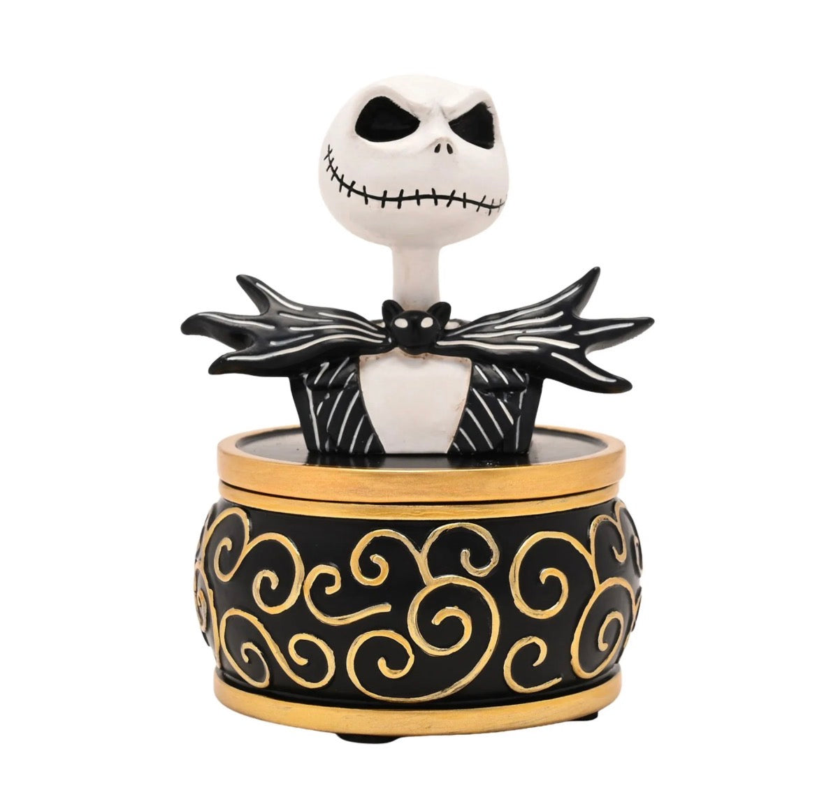Disney Jack Skellington trinket dish met gothic design, ornamenten en antiekgoudkleurige details