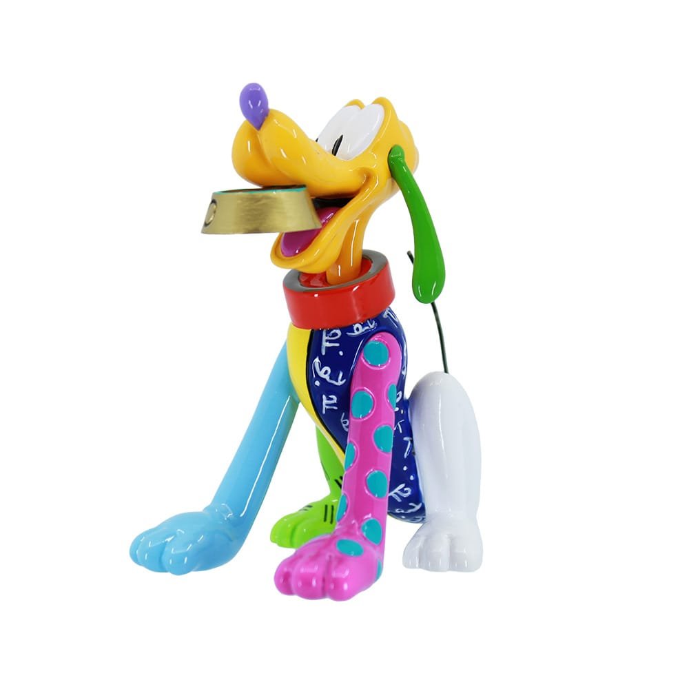 Limited edition Pluto miniatuur van Romero Britto, handgemaakt en geleverd in stijlvolle geschenkverpakking.