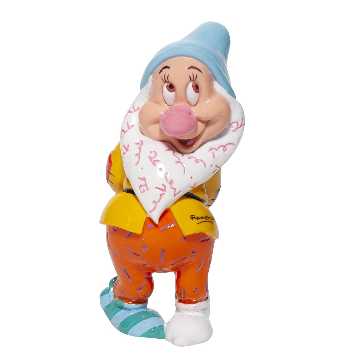 Bashful beeldje van Romero Britto – handbeschilderd Disney popart figurine met heldere kleuren, geleverd in merkdoos met venster.