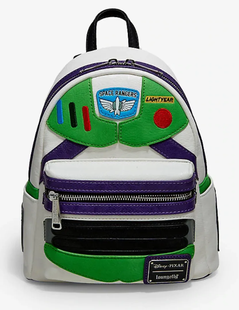 Rugzak geïnspireerd op Buzz Lightyear met verstelbare schouderbanden en ritssluitingen.