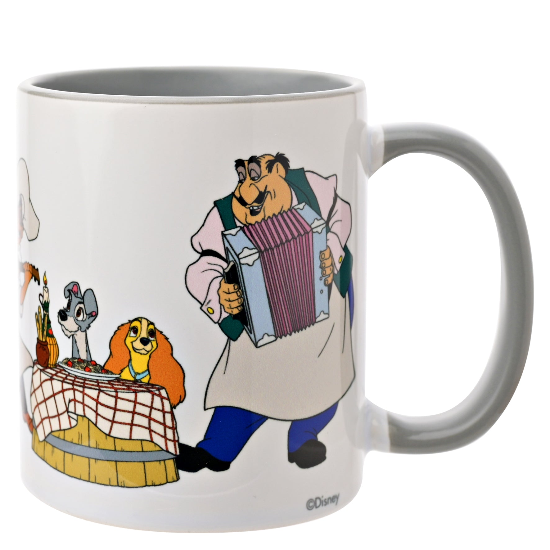 Prachtige Disney-mok met hoofdpersonages uit Lady en de Vagebond, perfect voor dagelijks gebruik.