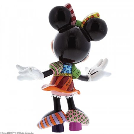 "Kleurrijk Minnie Mouse-verzamelobject van popartkunstenaar Romero Britto, geleverd in een stijlvolle merkdoos, elk exemplaar uniek."