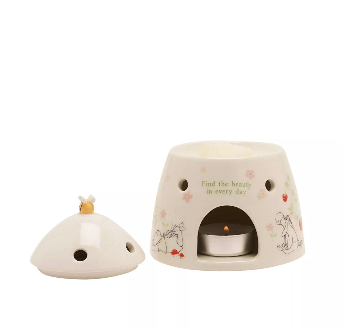 Winnie de Poeh theelichthouder met knus huisje en koepeldak, betoverend Disney woonaccessoire voor nachtkastje, plank of schouw