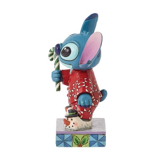 Handbeschilderd Stitch-beeldje met vrolijke kerstcharme, geleverd in een volledig merkdoosje.