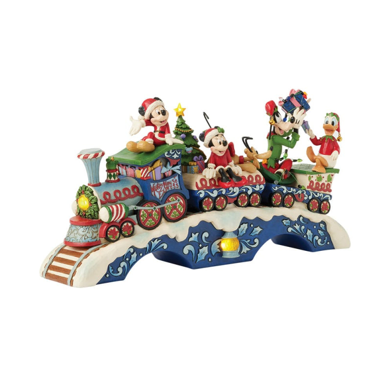 Disney Traditions Mickey Friends trein kerstdecoratie met licht en geluid