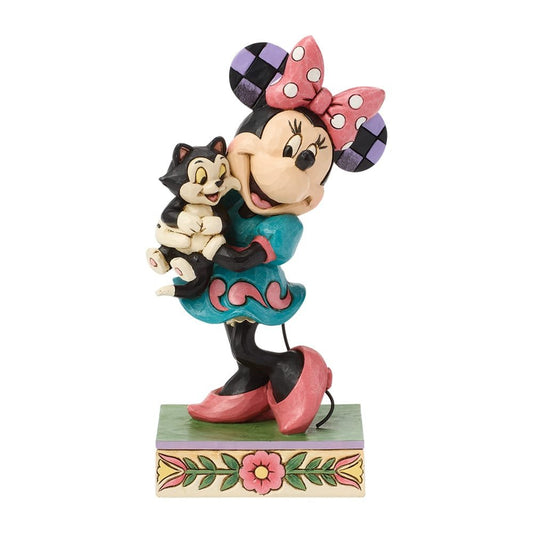 Disney Traditions Minnie Mouse met Figaro beeld van Jim Shore met handgeschilderde folk-art details en klassieke Disney stijl.