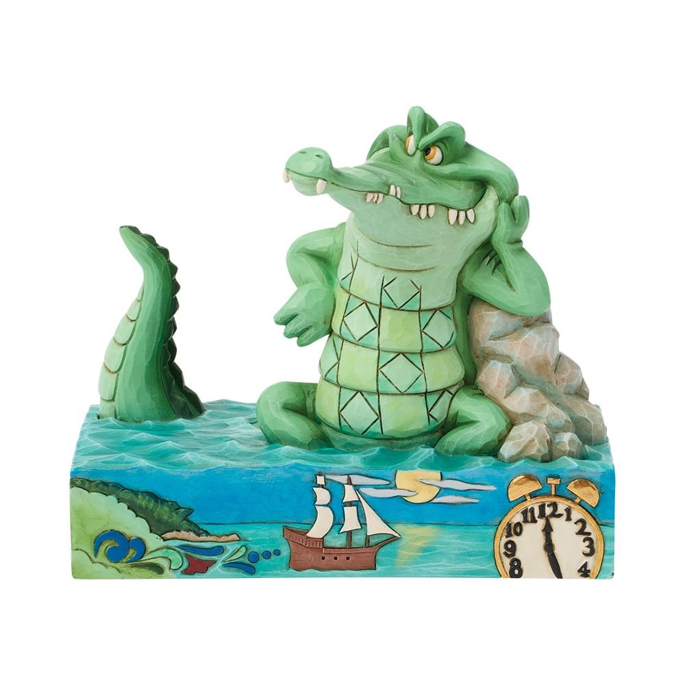 Disney Traditions Peter Pan krokodil beeld van Jim Shore met klok en handgeschilderde folk-art details.