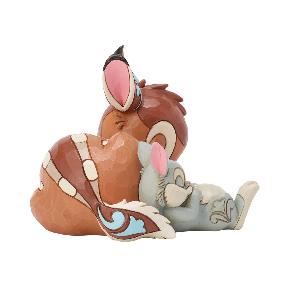 Schattig Disney Traditions beeld van Bambi en Stampertje slapend samen, ontworpen door Jim Shore voor Disney fans.