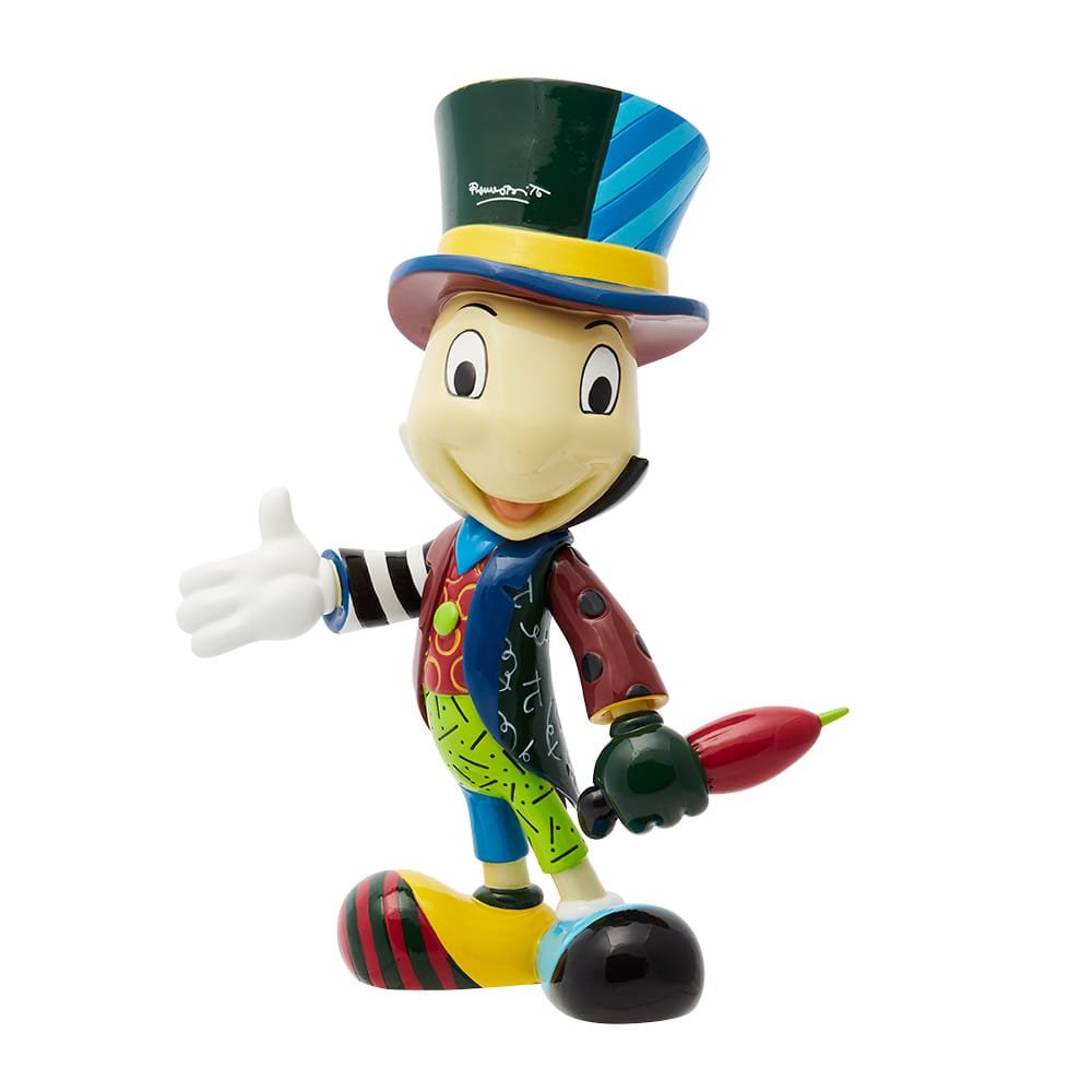 “Kleurrijke en speelse Britto Japie Krekel ‘Pinokkio’ beeldje met levendige patronen en hoogwaardige afwerking, een vrolijke eyecatcher voor in huis of als cadeau.”