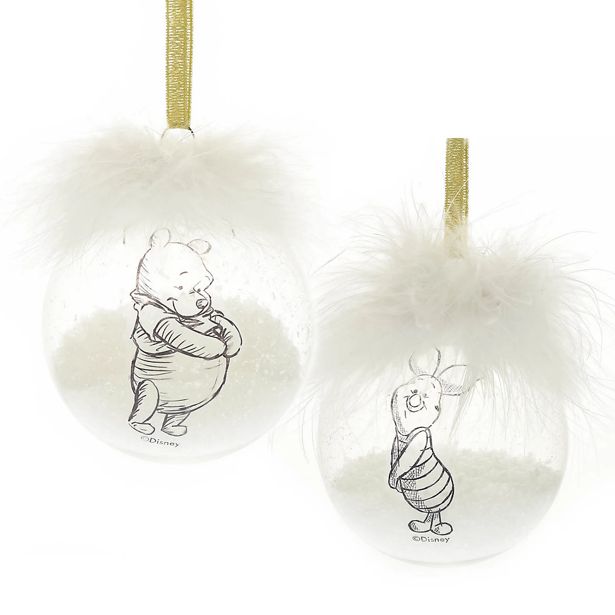 Winnie Puuh 2er Set Weihnachtsbaumkugeln mit Federn