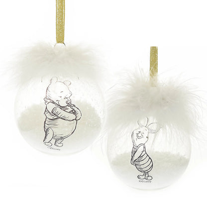Winnie Puuh 2er Set Weihnachtsbaumkugeln mit Federn